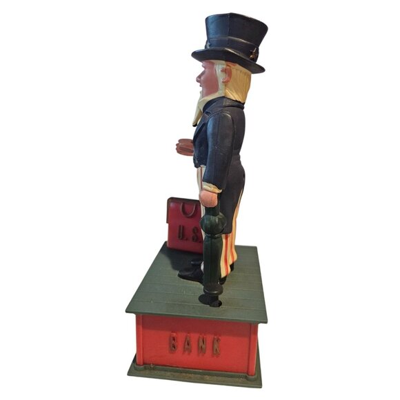 JSNY Uncle Sam Mechanical Coin Bank Vintage 1975 Hong Kong Plastic NO STOPPER - Picture 9 of 10